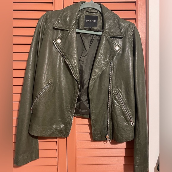 COPY - Madewell Women Washed Leather Motorcycle Jacket - Picture 6 of 7